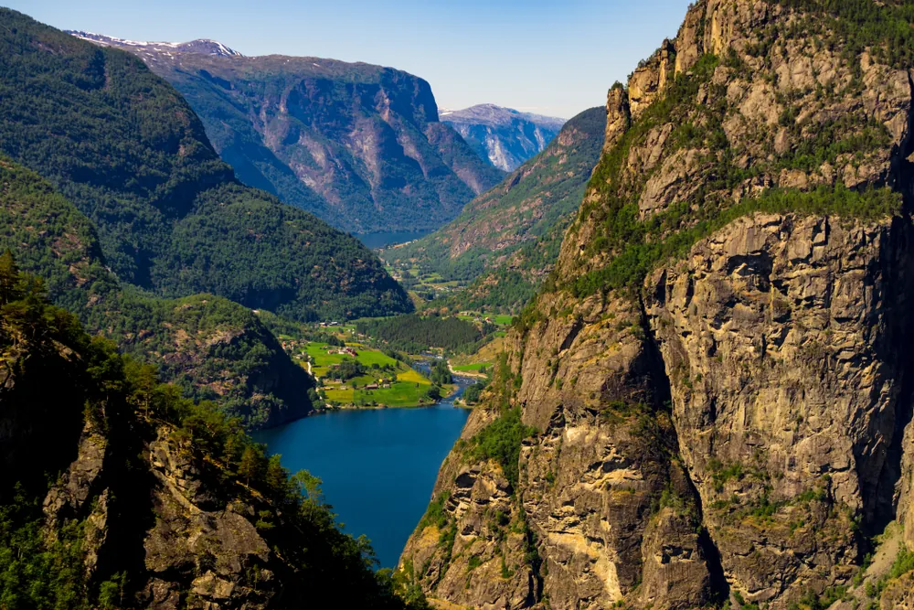 Steep green sides of Aurlandsdalen