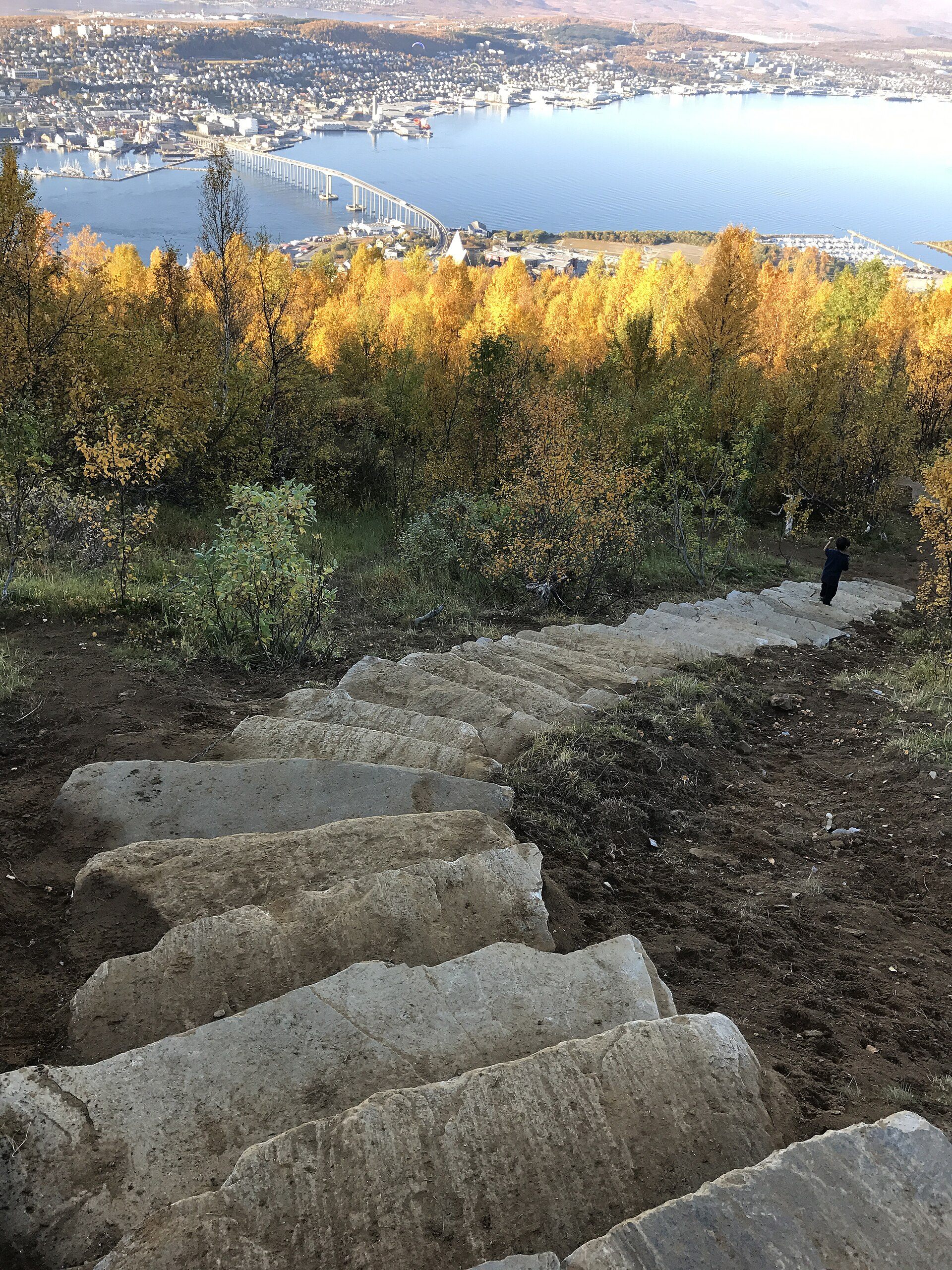 Sherpatrappa stone staircase above Tromsø in autumn