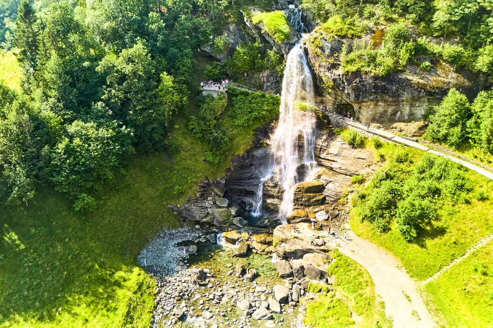 Steinsdalsfossen waterfall and the path behind it